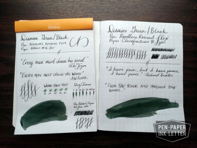 Diamine Green/Black Fountain Pen Ink Review