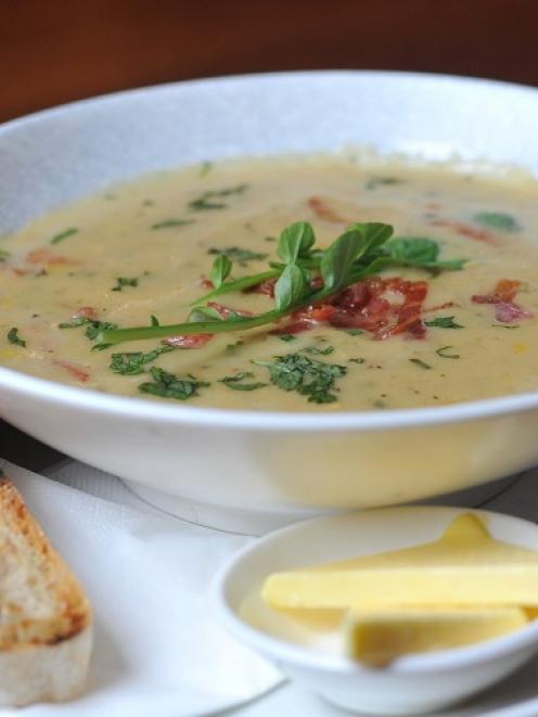 Vogel Street Kitchen's Corn, Bacon & Polenta Soup. Photo by Christine O'Connor Photo by Christine O'Connor